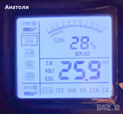 Тестер за 12-24V акумулатори , снимка 6 - Друга електроника - 56412300