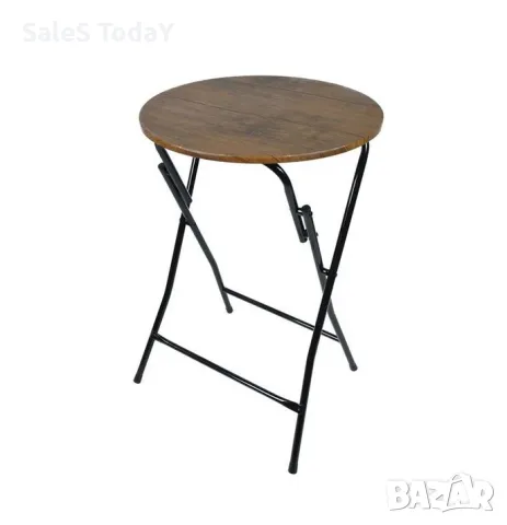 Сгъваема маса, Кръгла, Кафява, 44.5x65.5см, MDF, снимка 2 - Маси - 47876046