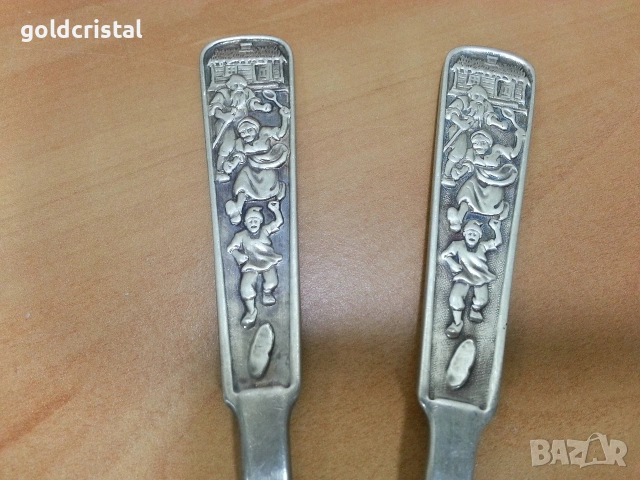 стари посребрени прибори за хранене вилица и лъжица , снимка 3 - Антикварни и старинни предмети - 35778772