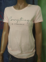 Pachie- вталена тениска, цвят пудра, надпис с камъчета, памук и еластан, снимка 1 - Тениски - 44527866
