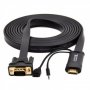 Кабел DeTech HDMI - VGA, 1.8m, Flat, с аудио кабел, снимка 2