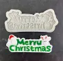 Merry Christmas с еленче силиконов коледен молд Весела Коледа фондан гипс декор, снимка 1