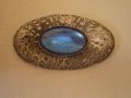 брошка Чешко стъкло с цвят синьо и филигранн 1920г , снимка 4