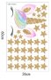 Еднорог Unicorn глава и златни звезди стикер за стена и мебел стая самозалепващ , снимка 3