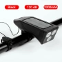 Соларна LED светлина за велосипед с клаксон - 350Lum, 120dB, 3 режима, снимка 2