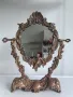 Бронзово , настолно огледало в стил Art Nouveau с релеф на херувими ., снимка 1