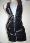 S/M Divided by H&M черна лачена/винил рокля с дълбоко деколте и цип отпред, снимка 1 - Рокли - 42588968