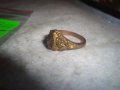 СТАРИНЕН МЕДЕН с ПОЗЛАТА ФЛОРАЛНО ОРНАМЕНТИРАН РЕТРО ПРЪСТЕН МАЙСТОРСКИ 27342, снимка 7