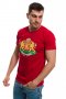 Нова мъжка червена тениска с релефен трансферен печат Герб на България, снимка 3