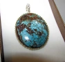 925 сребърно колие с голям тюркоаз 60 карата, снимка 1