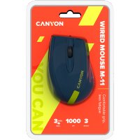 Мишка USB Оптична CANYON CNE-CMS11BY 1000DPI 3btns Морско синьо и лайм Ергономичен дизайн, снимка 5 - Клавиатури и мишки - 36641313