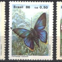 Чисти марки Фауна Насекоми Пеперуди 1986 от Бразилия, снимка 1 - Филателия - 39045138