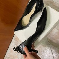 Черни обувки на ток естествена кожа, снимка 3 - Дамски обувки на ток - 42851245