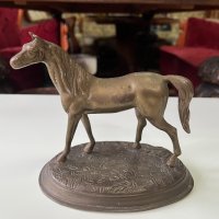 Стара бронзова фигура на кон №1847, снимка 2 - Антикварни и старинни предмети - 35565817