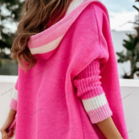 Дамска свободна топла усукана плетена жилетка с качулка, 4цвята  , снимка 9 - Жилетки - 42615042