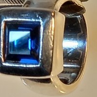 Масивен сребърен пръстен със сапфир , снимка 5 - Пръстени - 39451994