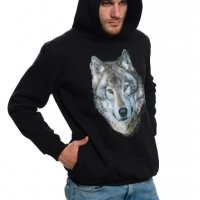 Нов мъжки суичър с трансферен печат Вълк със сини очи, Серия вълци, снимка 12 - Суичъри - 27757213