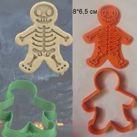 Човече скелет Хелоуин Halloween пластмасов резец форма за фондан тесто бисквитки, снимка 1 - Форми - 30491614