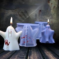 Призрак дух духче дявол Хелоуин Halloween силиконов молд форма шоколад фондан гипс свещ сапун смола , снимка 1 - Форми - 37100595