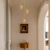 FORCOSO Естествено тъкана висяща лампа с 3 светлини, E27, кафява, снимка 8 - Лампи за таван - 42910177