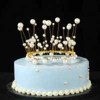 Метален златист обръч корона с перлени перли топер украса декор за торта, снимка 4 - Други - 30720888