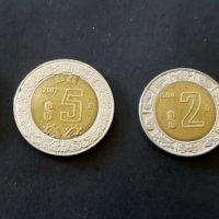 Монети. Мексико. 1, 2, 5 , 10 мексиканско песо., снимка 1 - Нумизматика и бонистика - 32147506