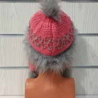 Нова зимна пухкава шапка с помпон тип ушанка, снимка 11 - Шапки - 35463091