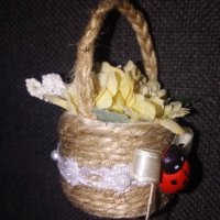 Ръчно изработени мини кошнички с цветя, снимка 14 - Декорация за дома - 38468109