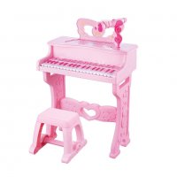 Пиано със стол и микрофон Musical Set 37 клавиша Розово 989215, снимка 1 - Музикални играчки - 36736653