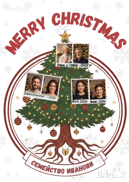Семейно коледно дърво , снимка 1