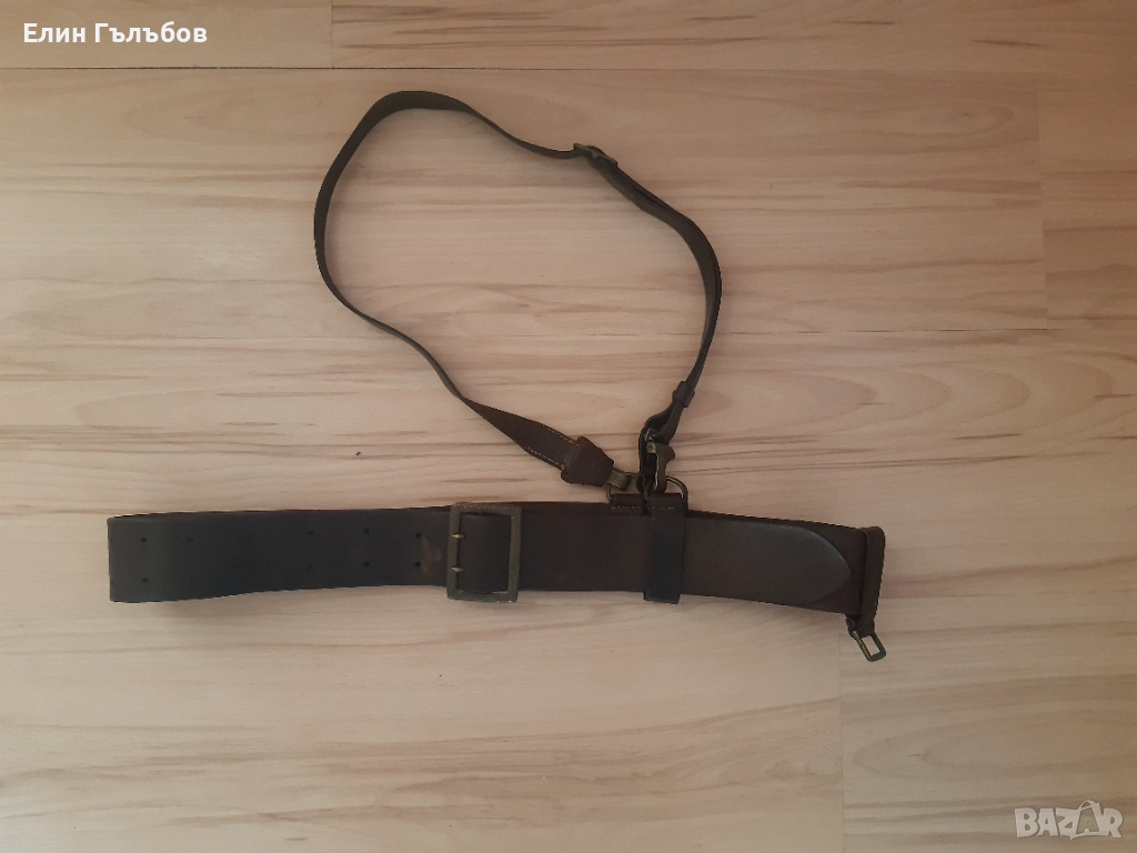 Колан офицерски с портупей, естествена кожа, снимка 1