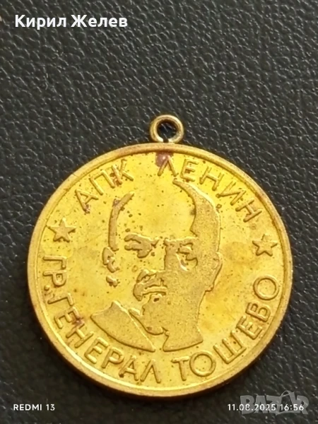 Медал от соца ВЕТЕРАН на ТРУДА АПК ЛЕНИН ГЕНЕРАЛ ТОШЕВО 19481, снимка 1