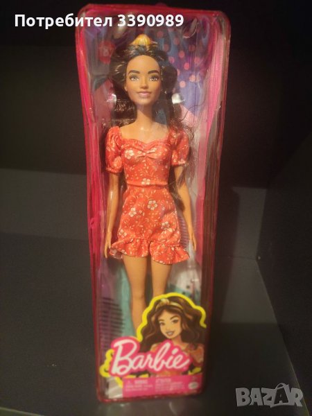 Barbie Fashionistas 182 Кукла Барби Фешънистас 182 с дълга коса и оранжева рокля, снимка 1