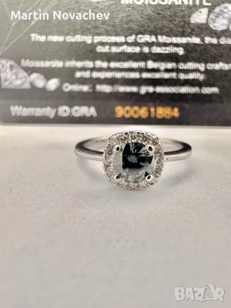 Сребърен пръстен с мойсанит (Диамант) 0.5 карата, снимка 1