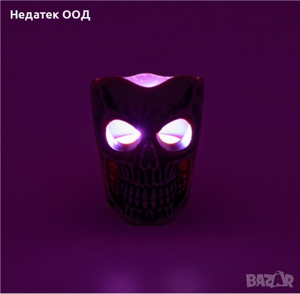 Декорация за Хелоуин, Череп, Цветна светлина, 6x5x7 см, снимка 1