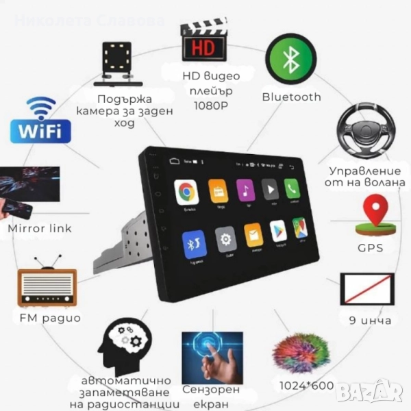 Android мултимедия за кола 9" Single DIN | WiFi, GPS, снимка 1