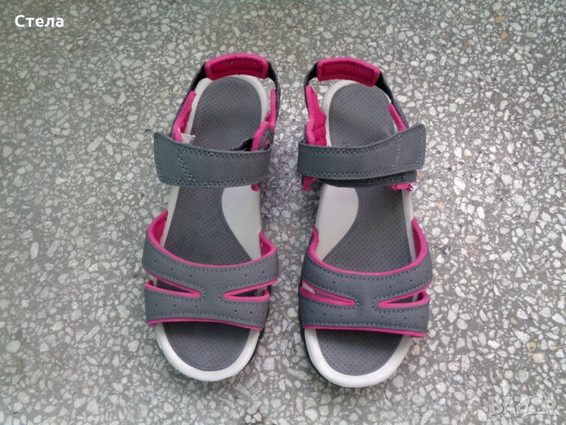 Дамски / детски сандали QUECHUA, нови, сиви с розов кант, снимка 1