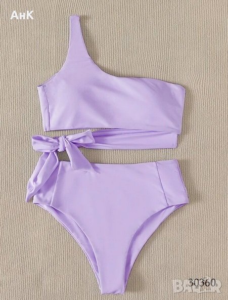 Лилав бански костюм с едно рамо М размер , снимка 1