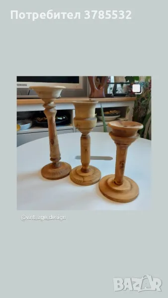 дървен свещник , снимка 1