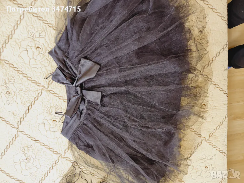 Черна пола S  тюл редове, снимка 1