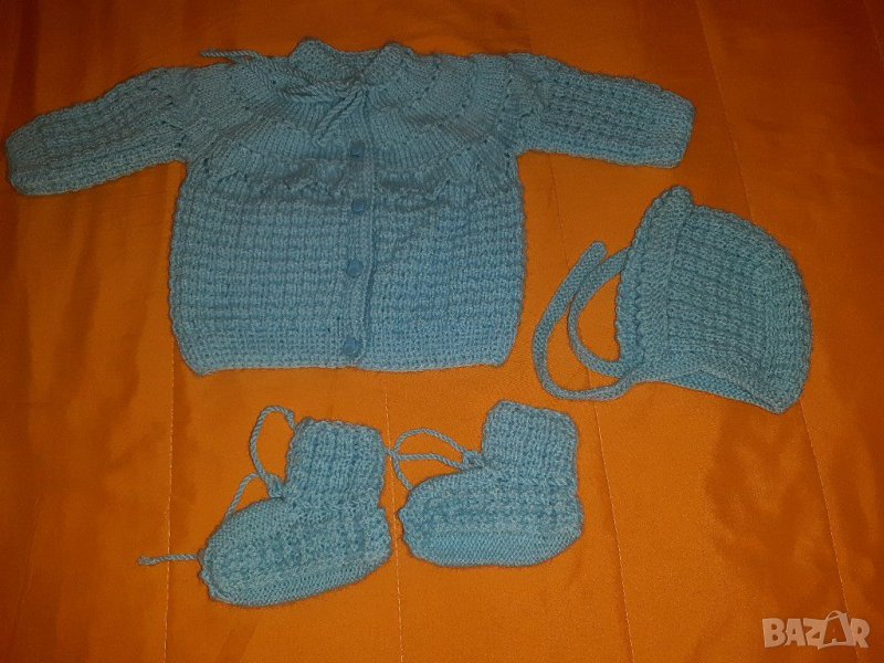 Бебешки комплект ръчно плетиво , снимка 1