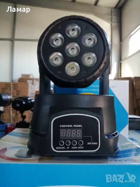Украса,mini moving head 7 led лед въртяща се глава, диско ефект, сценично осветление ефект, снимка 1