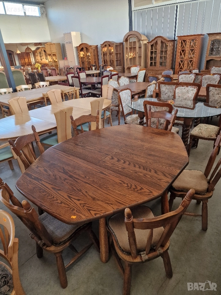 К-т Разтегателна Трапезна Маса-Масив+6бр Стола-внос от Германия!, снимка 1