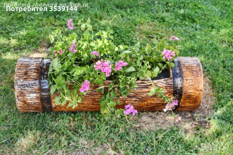 Градински кашпи от щампован бетон имитиращи дърво, снимка 1