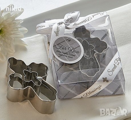 3D кръст с дупка метална форма резец за сладки тесто фондан пита кръщене торта украса, снимка 1