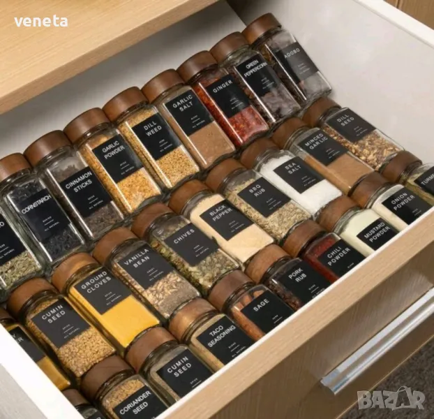 Стъклени буркани за подправки с етикет, 24 броя , снимка 1