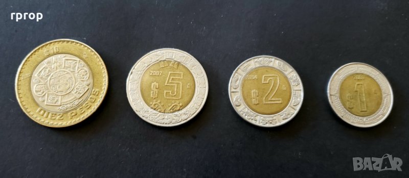 Монети. Мексико. 1, 2, 5 , 10 мексиканско песо., снимка 1