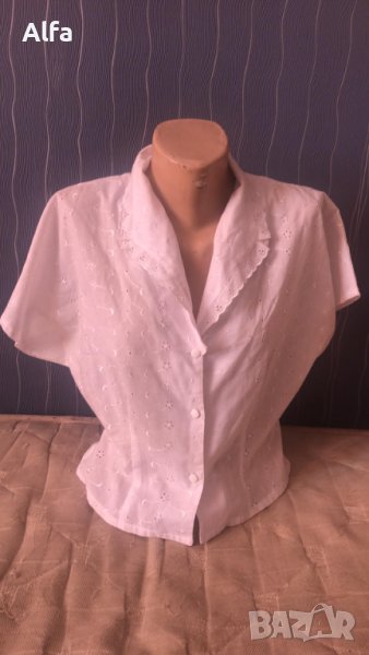 бяла риза с къс ръкав, снимка 1