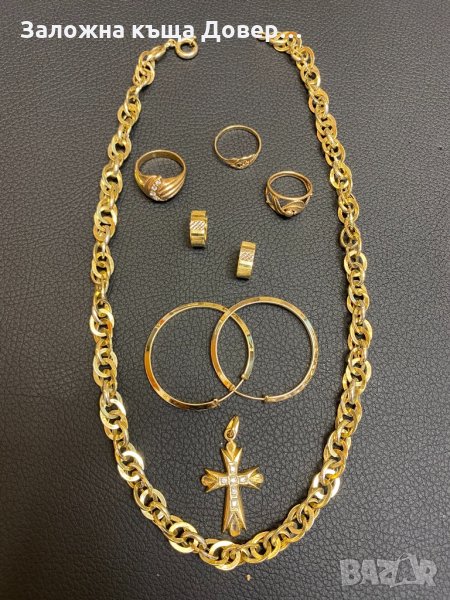 Златни обеци халки кръст ланец пръстен 14 карата 585 златни zlato prasten obeci gold , снимка 1