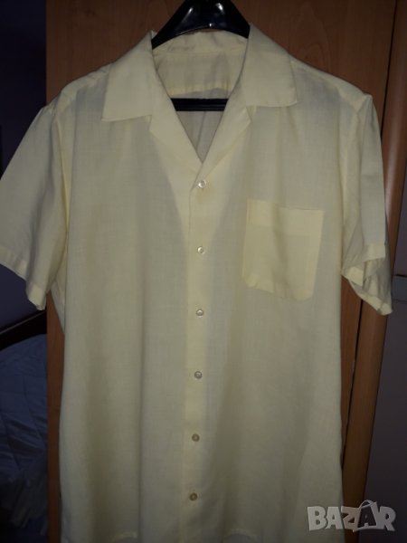 Мъжка лятна риза къс ръкав жълта L-XL, снимка 1